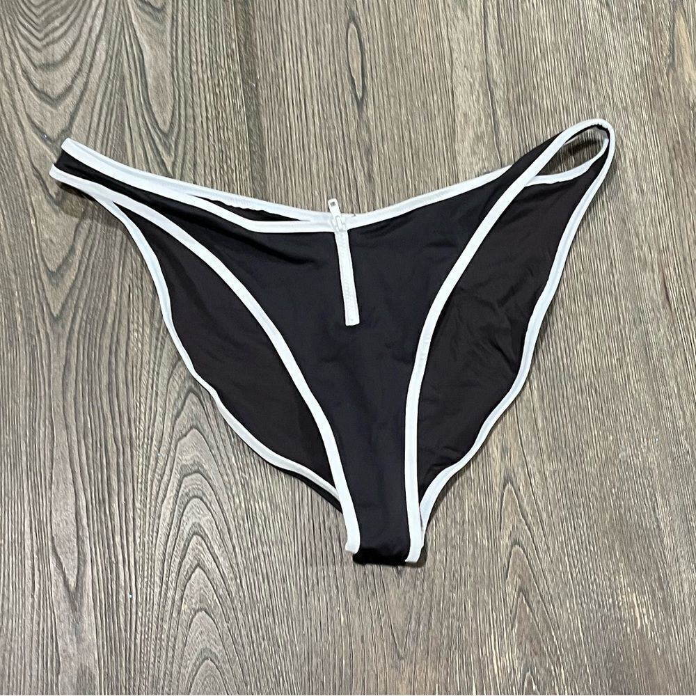 NWT Skims Sporty Zipper Swim Dipped Front Tanga Swimwear Bottom Onyx 4X